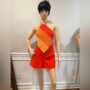 Zara Red High Waist Women Shorts